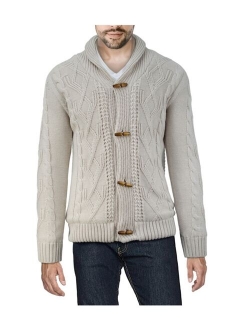 X-Ray Men's Shawl Collar Cable Knit Cardigan