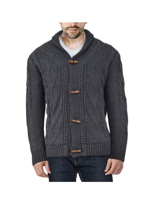 X-Ray Men's Shawl Collar Cable Knit Cardigan