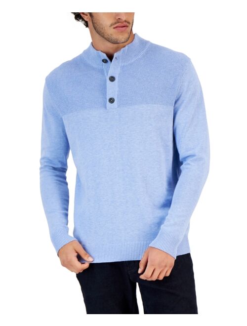 Club Room Men's Button Mock Neck Sweater, Created for Macy's