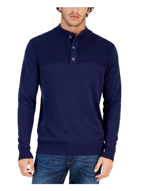 Club Room Men's Button Mock Neck Sweater, Created for Macy's