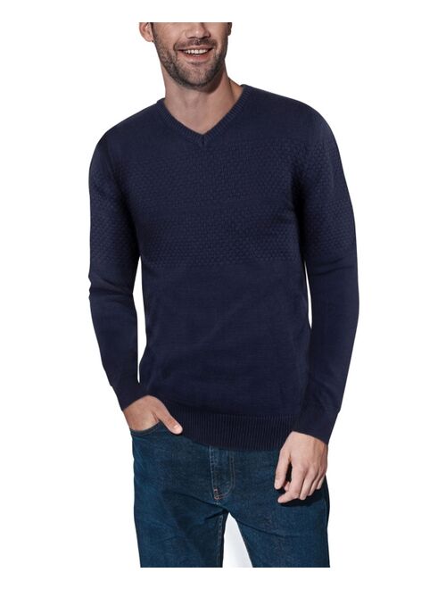 X-Ray Men's V-Neck Honeycomb Knit Sweater