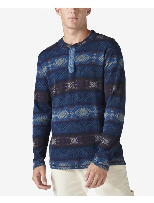 Lucky Brand Men's Washed Snap-Button Henley Sweater