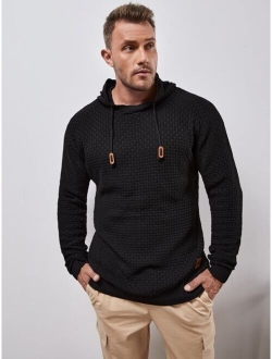 Men Patch Detail Hooded Sweater