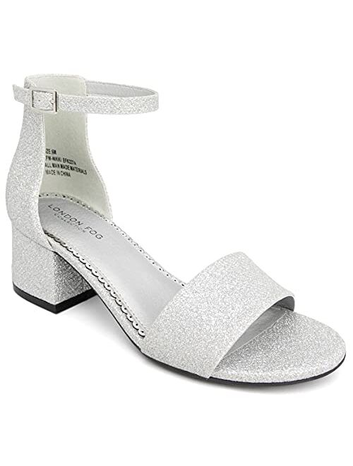 London Fog Women's Nikki Low Two Piece Block Heel Dress Shoe Ladies Ankle Strap Pump Sandal