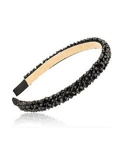 Ruihfas Fashion Sparkle 4 Rows Crystal Rhinestone Headbands Beaded Hair Hoop Band (Black)