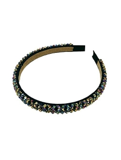 Ruihfas Fashion Sparkle 4 Rows Crystal Rhinestone Headbands Beaded Hair Hoop Band (Black)