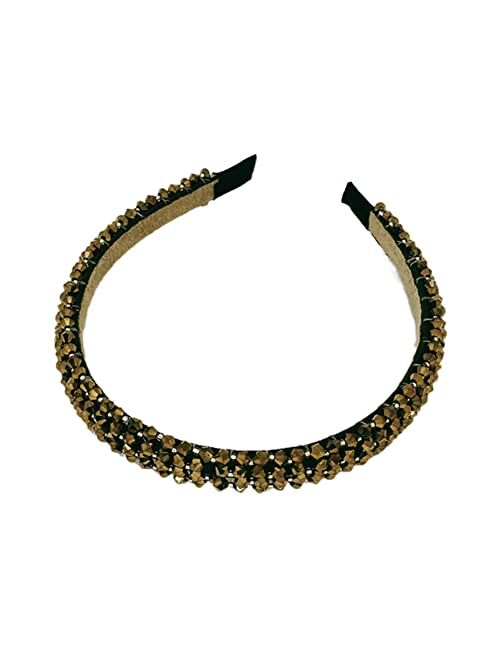 Ruihfas Fashion Sparkle 4 Rows Crystal Rhinestone Headbands Beaded Hair Hoop Band (Black)