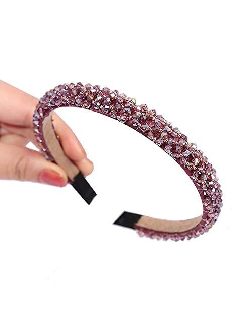 Ruihfas Fashion Sparkle 4 Rows Crystal Rhinestone Headbands Beaded Hair Hoop Band (Black)