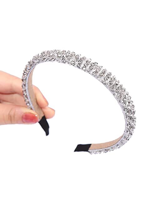 Ruihfas Fashion Sparkle 4 Rows Crystal Rhinestone Headbands Beaded Hair Hoop Band (Black)