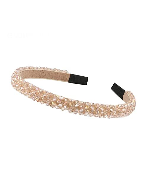 Ruihfas Fashion Sparkle 4 Rows Crystal Rhinestone Headbands Beaded Hair Hoop Band (Black)