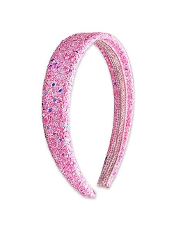 FROG SAC Glitter Headbands for Girls, Pink Hair Bands for Little Girl Hair Accessories, Sparkly Wide Headband for Kids, Cute Alice Head Band for Children, Thick Sparkle B