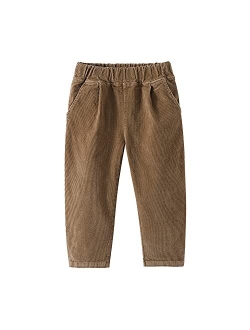 Mud Kingdom Corduroy Boys Girls Pants Plain Elastic Waist