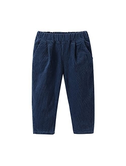 Mud Kingdom Corduroy Boys Girls Pants Plain Elastic Waist