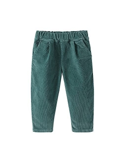 Mud Kingdom Corduroy Boys Girls Pants Plain Elastic Waist