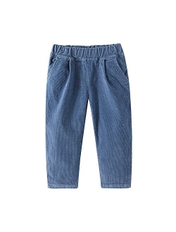 Mud Kingdom Corduroy Boys Girls Pants Plain Elastic Waist