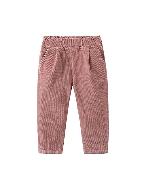 Mud Kingdom Corduroy Boys Girls Pants Plain Elastic Waist