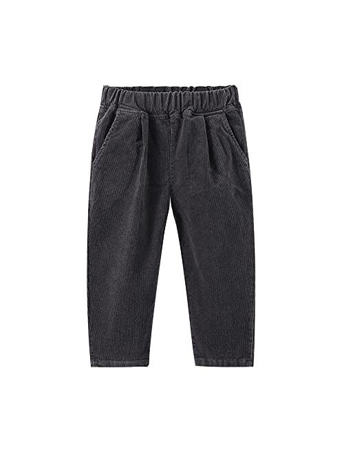 Mud Kingdom Corduroy Boys Girls Pants Plain Elastic Waist