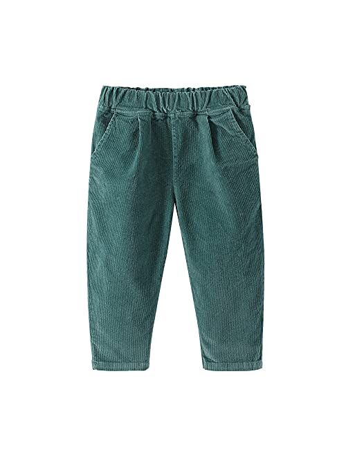 Mud Kingdom Corduroy Boys Girls Pants Plain Elastic Waist