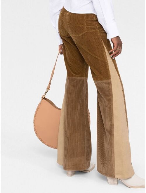 Chloe corduroy panelled flared trousers