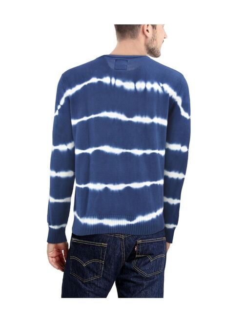 X-Ray Men's Striped Tie Dye Crew Neck Sweater