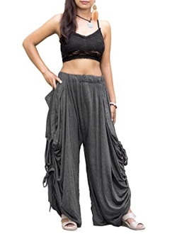 Thaluta Women's Palazzo Pants Wide Leg Lounge Convertible Maxi Skirt with Pockets Casual Comfy Trousers