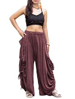 Thaluta Women's Palazzo Pants Wide Leg Lounge Convertible Maxi Skirt with Pockets Casual Comfy Trousers