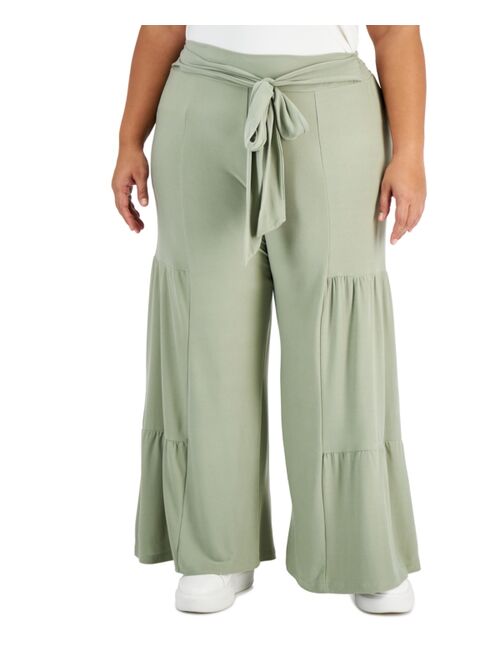 Derek Heart Trendy Plus Size Tiered Wide-Leg Pants