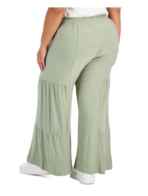 Derek Heart Trendy Plus Size Tiered Wide-Leg Pants