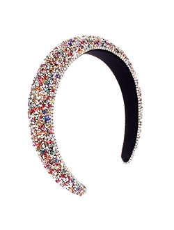 FASOTY Rhinestone Headbands for Women Fashion Handmade Crystal Diamond Bling Headbands Hair Hoops Padded Headband Glitter Beaded Hairband Sparkle Hair Accessories Valenti