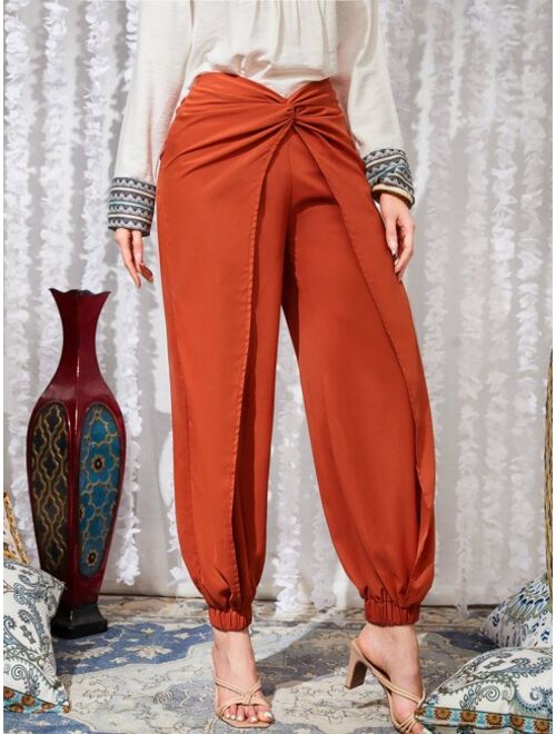 Shein Twist Front Wrap Hem Pants