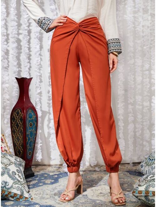 Shein Twist Front Wrap Hem Pants