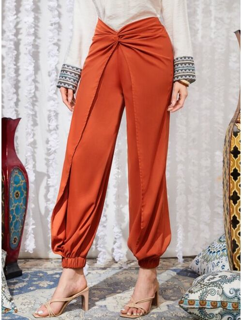 Shein Twist Front Wrap Hem Pants