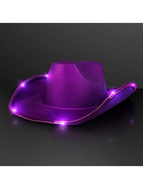 FlashingBlinkyLights Shiny Light Up Purple Cowboy Hat