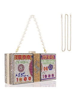 TANOSII Women Stack of Cash Evening Bag Crystal Rhinestone Clutch Money Shoulder Bag Dollar Bill Purse