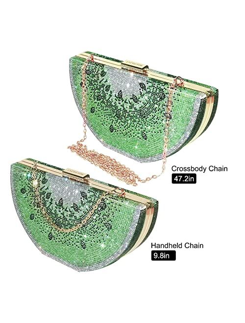 Evevictor Clutch Purse for Women, Crystal Evening Bag, Watermelon Shape Handbag, Rhinestone Money Hand Bag