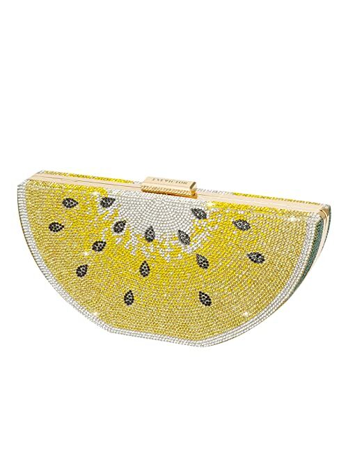 Evevictor Clutch Purse for Women, Crystal Evening Bag, Watermelon Shape Handbag, Rhinestone Money Hand Bag