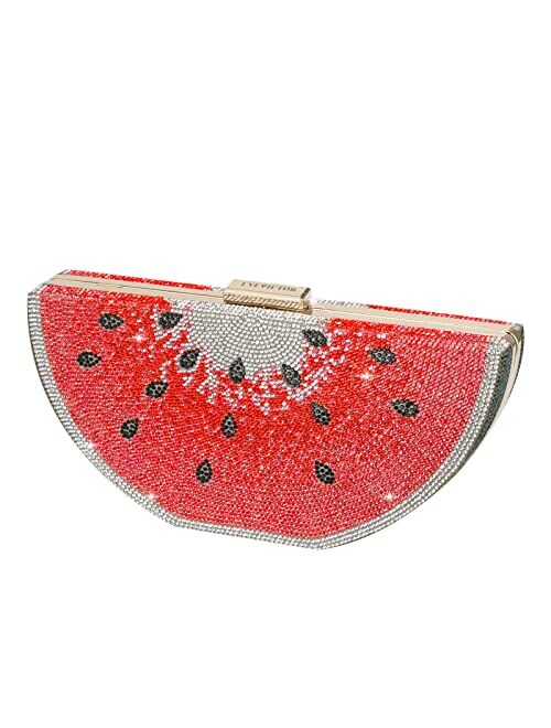 Evevictor Clutch Purse for Women, Crystal Evening Bag, Watermelon Shape Handbag, Rhinestone Money Hand Bag