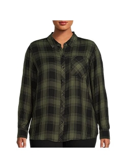 Long Sleeve Plus Size Woven Shirt