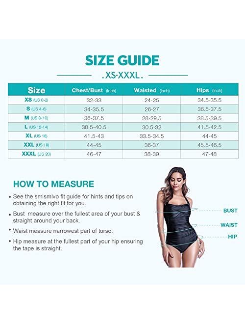 Smismivo One Shoulder Tankini Bathing Suits for Women Two Piece Ruched Slimming Vintage Swimwear Bandeau Curvy Swimsuit