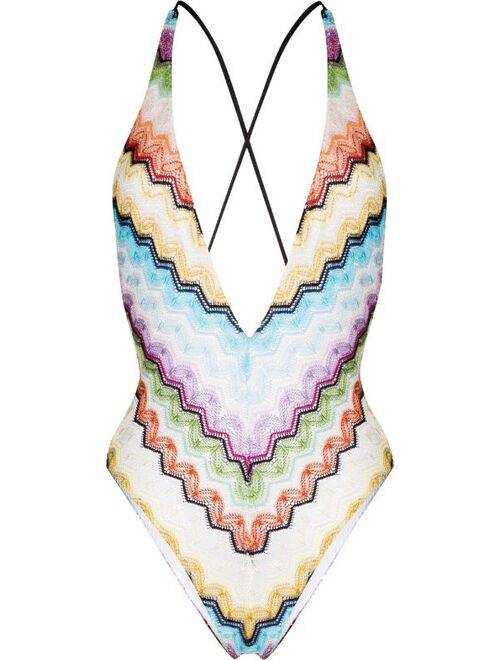 Buy Missoni V-neck zigzag swimsuit online | Topofstyle