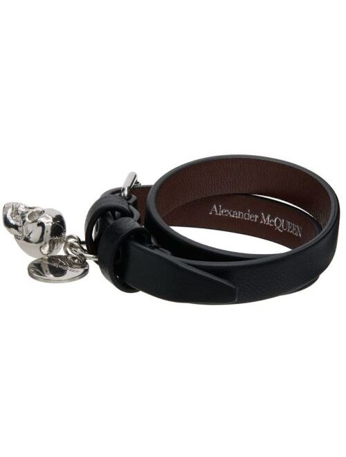 Alexander McQueen Black Double Wrap Skull Bracelet