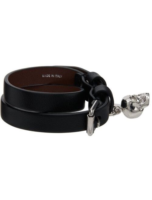 Alexander McQueen Black Double Wrap Skull Bracelet