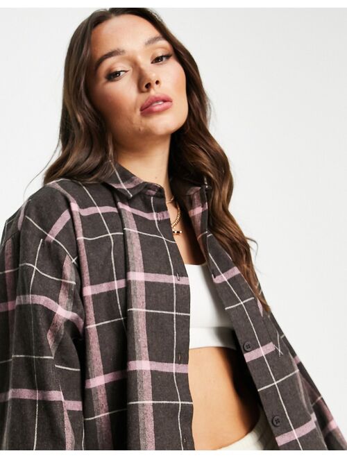 ASOS DESIGN oversized shacket in chocolate check