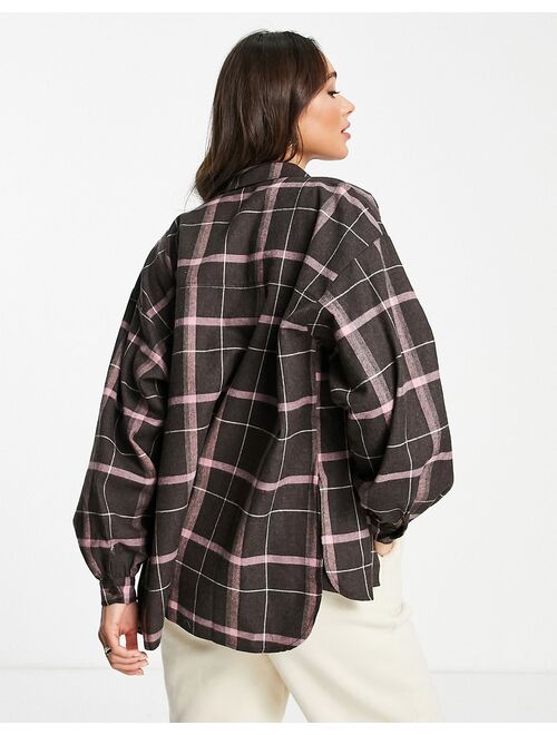 ASOS DESIGN oversized shacket in chocolate check