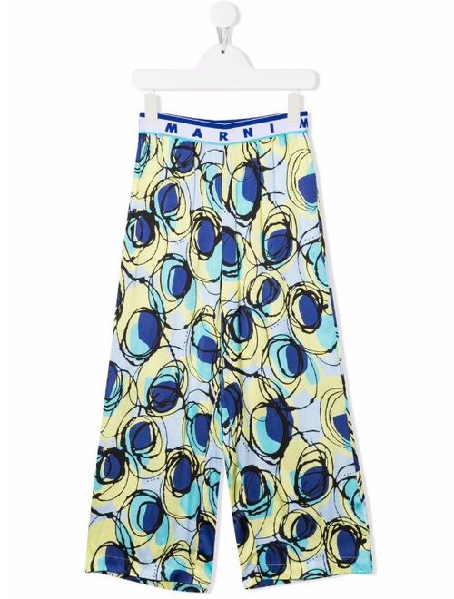 Marni Kids abstract-pattern wide-leg trousers