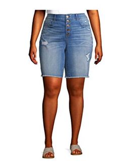 Women's Plus Size 10 Inch Bermuda Short with 5 Button Fly
