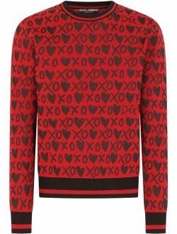 heart-print jumper