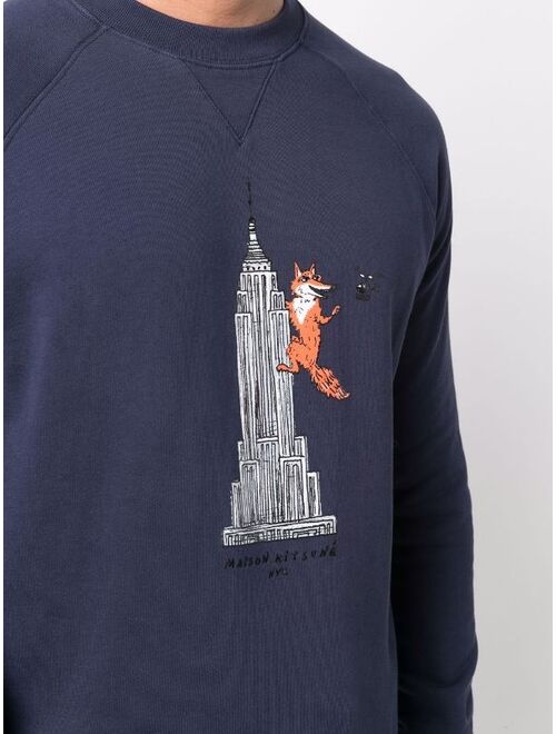 Maison Kitsune skyscraper-print jumper