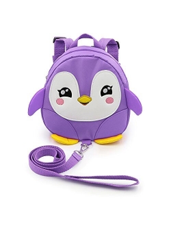 Hipiwe Baby Toddler Walking Safety Backpack Little Kid Anti-lost Travel Bag Harness Reins Cute Penguin toddler bookbag Mini Backpacks with Safety Leash for Boys Girls 1-3