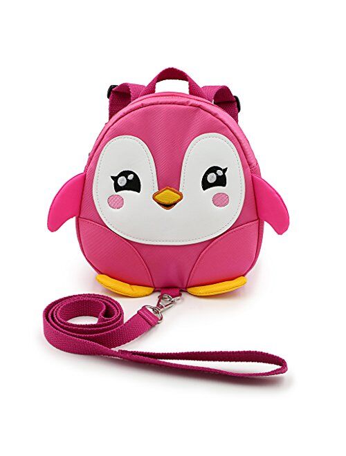 Hipiwe Baby Toddler Walking Safety Backpack Little Kid Anti-lost Travel Bag Harness Reins Cute Penguin toddler bookbag Mini Backpacks with Safety Leash for Boys Girls 1-3